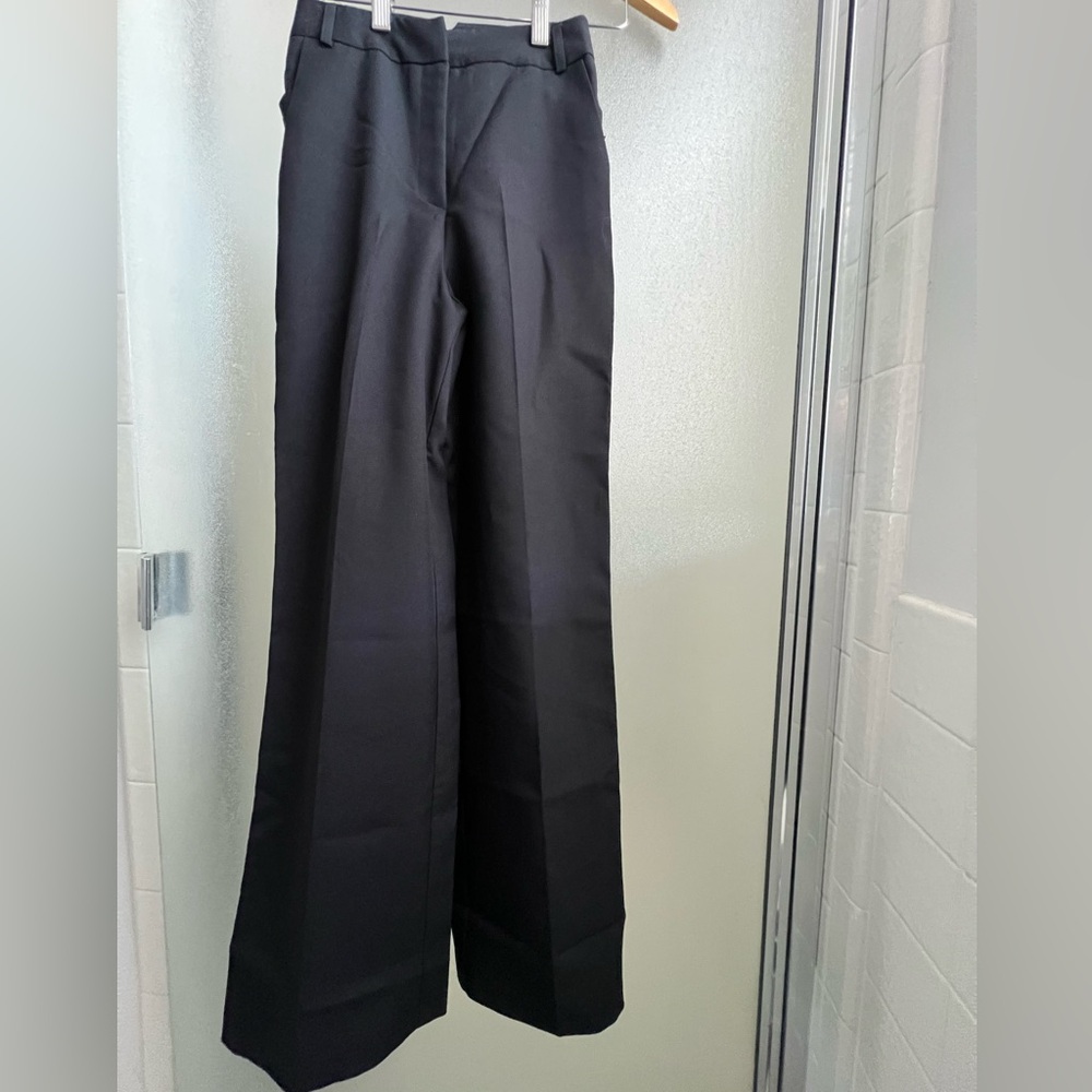 ASOS Petite Wide-Leg Black Buckle Trousers 00 23 XS